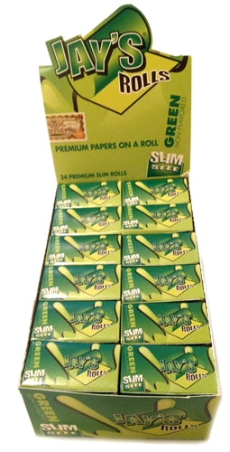 Juicy Jay's Green Slim Size Unflavored Premium Rolling Papers On A Roll 24 Count Wholesale