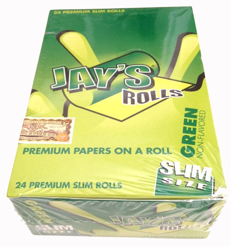 Juicy Jay's Green Slim Size Unflavored Premium Rolling Papers On A Roll 24 Count Wholesale