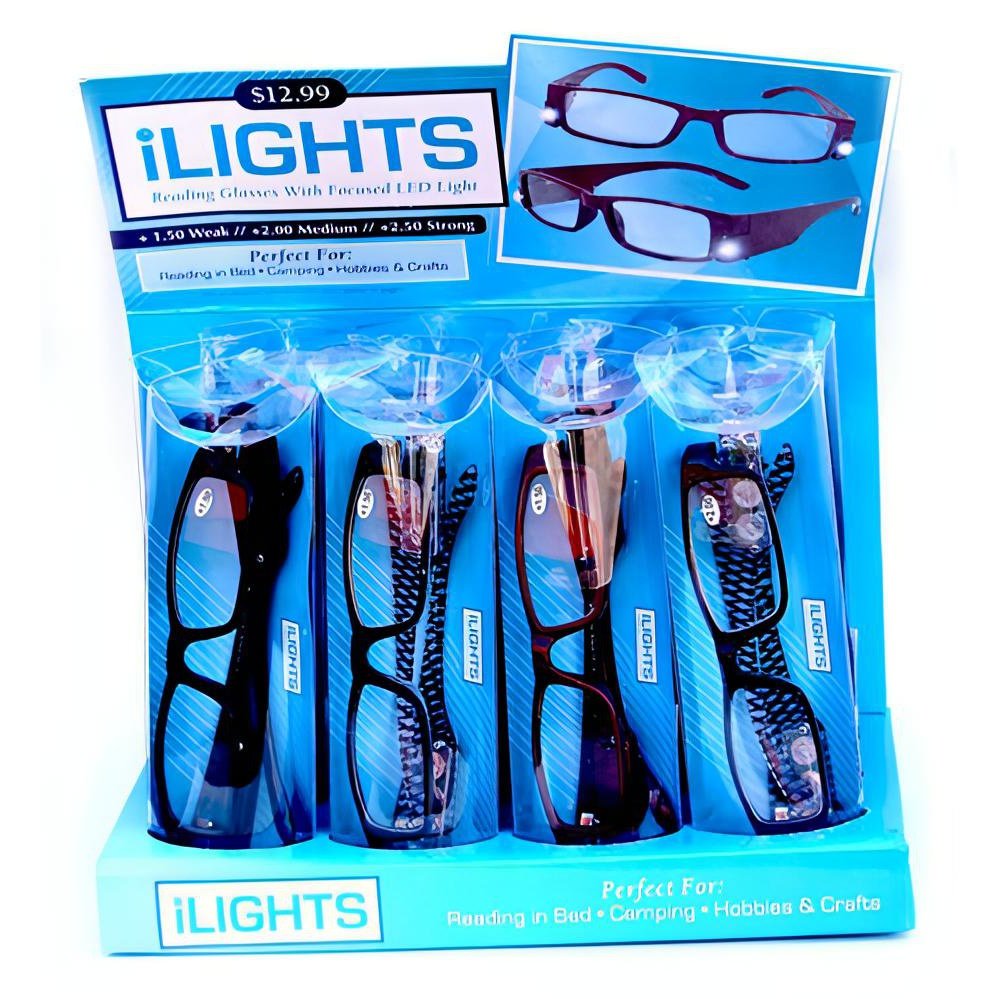 iLights Reading Glasses with LED Lights 12 Count Pythonbrands
