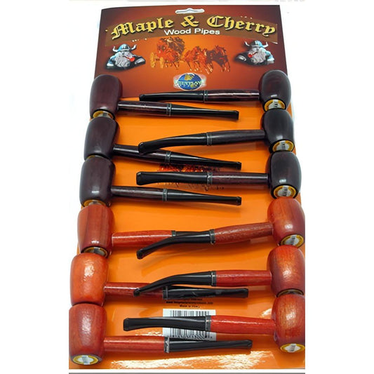 Cherry and Maple Wood Pipes 12 Count Wholesale