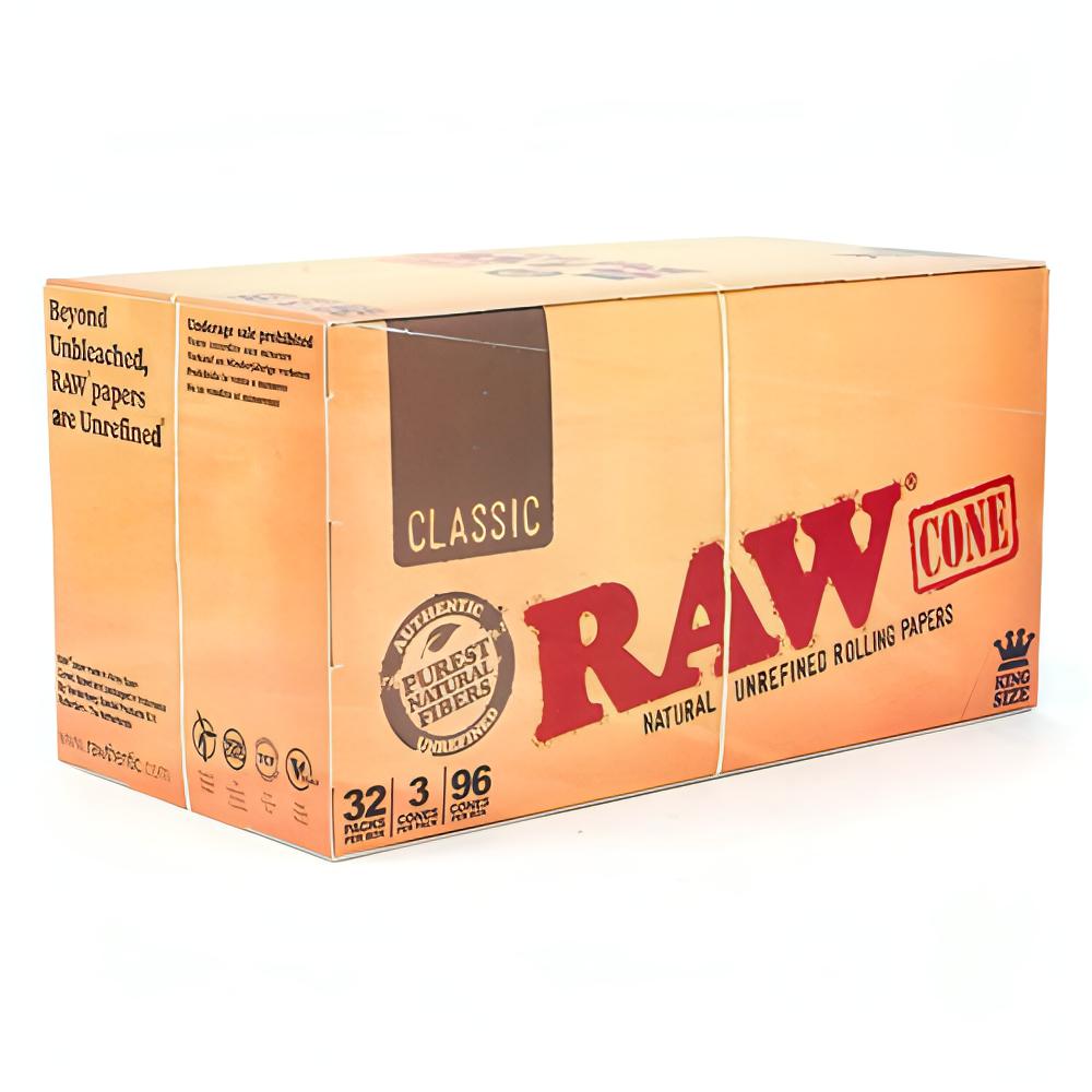 Raw Rolling Paper Cones 3's King Size 32 Count Pythonbrands